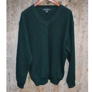 Brooks Brothers Golf 100% Alpaca Wool V-Neck Sweater Green Size XL Made in Peru